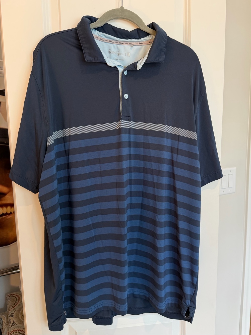 Walter Hagen Performance Golf Polo Blue Stripe Men’s Size XXL Shirt Three Button